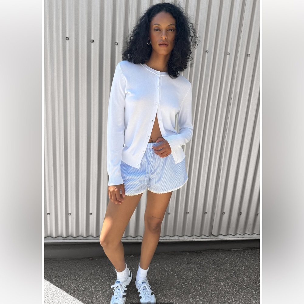 OAK + FORT - WHITE LIGHTWEIGHT KNIT CARDIGAN (Size: M) - Picture 3 of 12